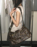 Vintage Leather Wide Strap Crossbody Bag