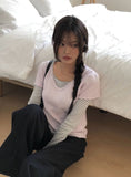 Poring V-neck short-sleeved knit