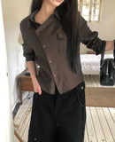 Cuhi Diagonal Button One-Pocket Collar Shirt