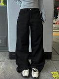 Two-button strap wide pants