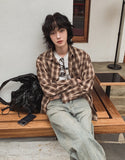 Dino loose fit check shirt