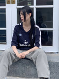 Leaguer Uniform Coloring Scheme Sporty V-neck Boxy Short Sleeve T-shirt