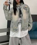 Chris Damage Hooded Denim Jacket