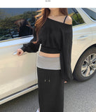Casual Off-Shoulder Crop Sweatshirt