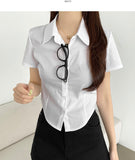 Slim Fit Span Crop Short Sleeve Shirt