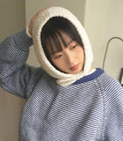 Tumb Fleece Fluffy Button Balaclava