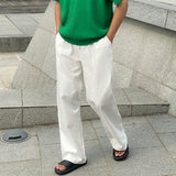 Linen wide banding pants