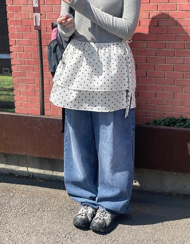 【BAON】25SS★ [BAONHAUS] It Dot Layered Wrap Mini Skirt BAON (バオン) - [BAONHAUS]イットドットレイヤードラップミニ