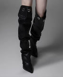 Big eyelet long boots heel