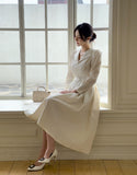 [PREMIUM] Piel Puff Collar Jacquard Long One Piece (Belt Set)
