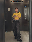 McCoy pintuck denim wide pants