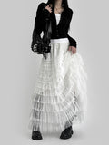 Feather See-Through Tiered Skirt