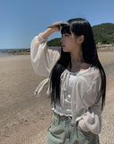 [A/M] Sea Strap Summer Bolero Cardigan