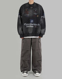 Discharged brushed washed sweatshirt