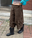 Toa Adjust Button Washing Pin Tuck Cargo Bermuda Pants