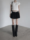 Center Shirred Round Crop Top