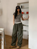 Star Patch Parachute Nylon Pants