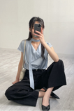 [Short Sleeve Ver.] Scott Drape Tie Blouse