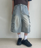 Lilbet denim cargo bermuda pants