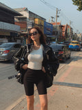 Lumiere Ribbed Biker Pants