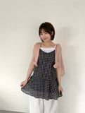 Ranmin Check Summer Sleeveless Layered One Piece