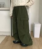 [unisex] LC banding brushed cargo parachute pants