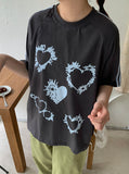 [unisex] Byuki Track Heart Printing Short Sleeve Tee