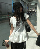 Putting Balloon Short Sleeve Cap Sleeve Blouse