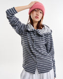 Bunny stripe button hoodie knit