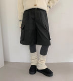 Hibelo Banding Wool Cargo Bermuda Pants