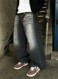 Snap Wide Black Washed Denim