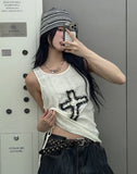 Vintage Cross Lace String Sleeveless