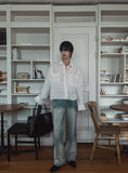 Marl flare denim pants
