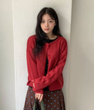 Dean News Button Wool Round Knit Cardigan