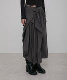 Asymmetrical Draped Layered Long Skirt