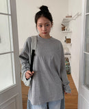 [unisex] Napyu Slit Over Plain Long Sleeve Tee
