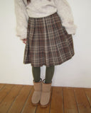 Siha Pleated Midi Check Skirt