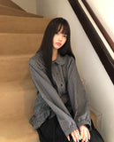 Rundy Check Shirring Round Collar Blouse