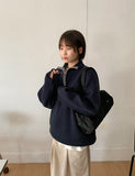 [BAONHAUS] Poinin color matching half zip-up knit