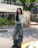 Pave Vintage Damage Balloon Denim Pants