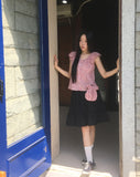 [Bag set] Rufus check cap sleeve shirring blouse