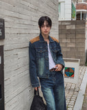 Morgan Corduroy Patch Denim Trucker Jacket