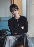Otsi Ribbed Zipper Henley Neck