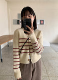 Ketil stripe round knit cardigan