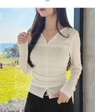 Layered Crop Top Long Sleeve Knit Cardigan Two-Piece Set