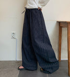 [unisex] Mubone Summer Stripe Linen Banding Wide Pants