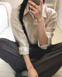 Mepin Stripe Loose Fit Cotton Shirt