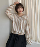 Pushio Stripe V-Neck Knit