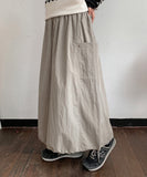 Leaki Nylon String Banding Cargo Long Skirt