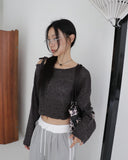 Hoop One-Shoulder Strap Cropped Mesh Knit